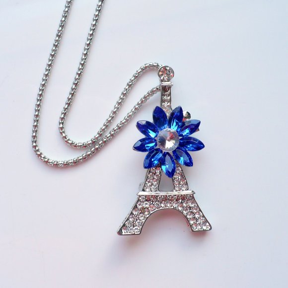 ❤️ Rhinestone Eiffel Tower Necklace & Pin